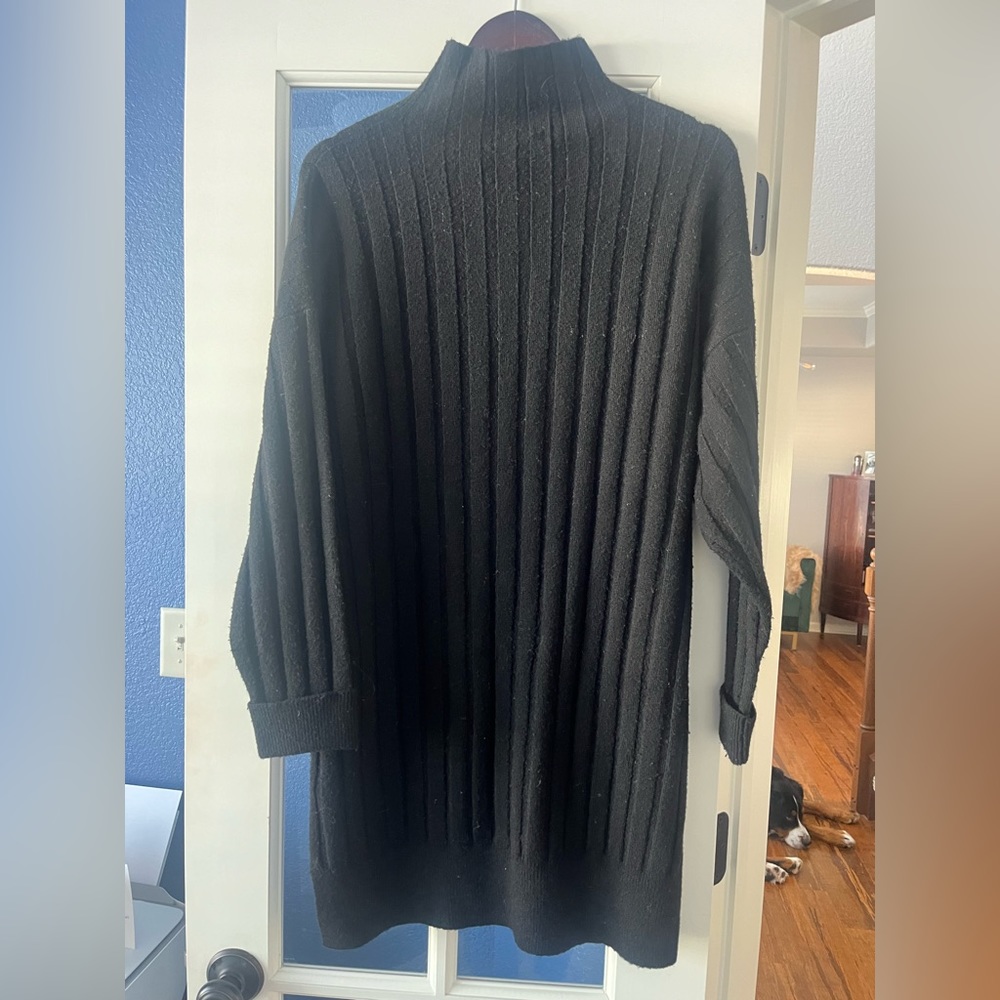Top Shop Black Ribbed Sweater Dress